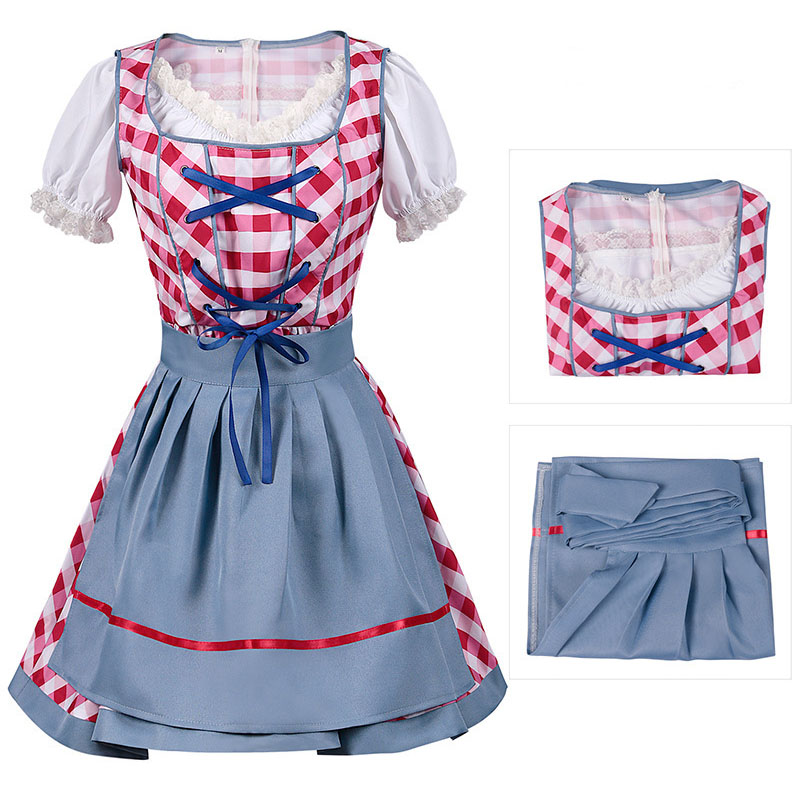 Váy hầu gái Dirndl Oktoberfest dành cho người lớn có tạp dề