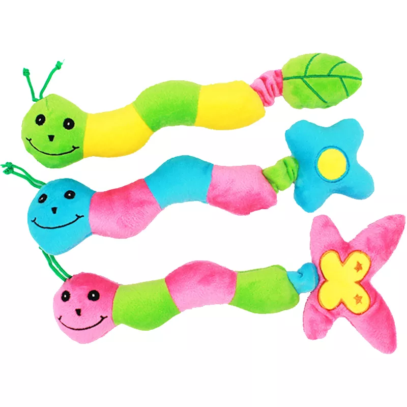 Đồ chơi cho chó nhồi bông sang trọng Caterpillar Squeaky đầy màu sắc