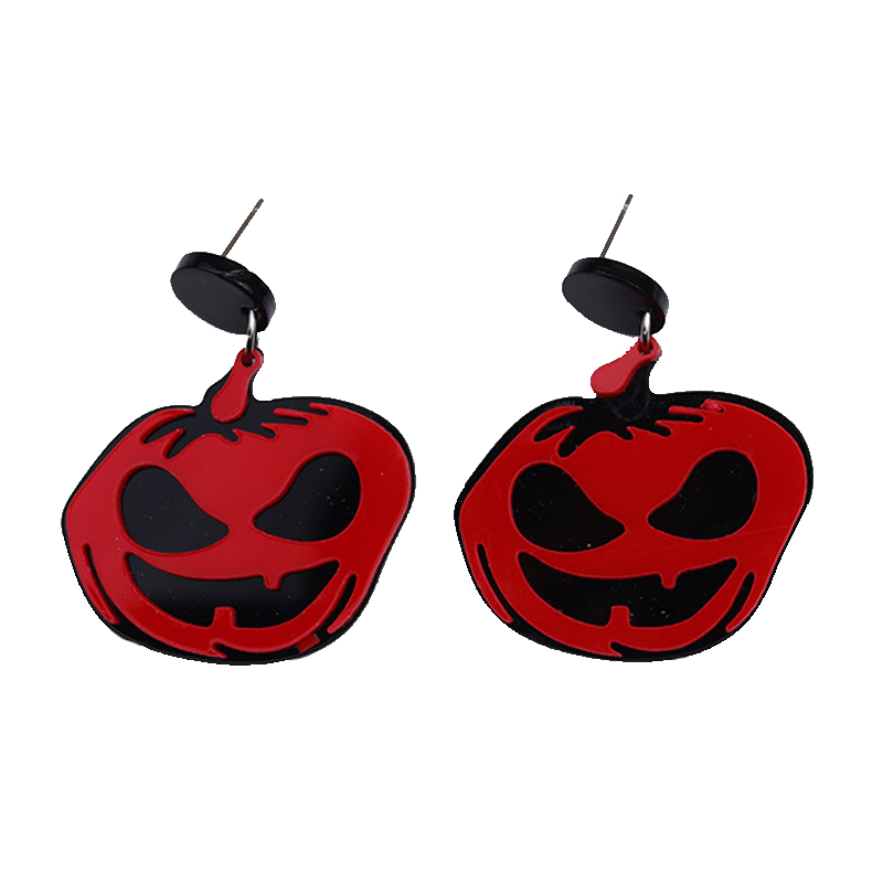 Bông tai nữ hình đầu lâu bằng acrylic Halloween