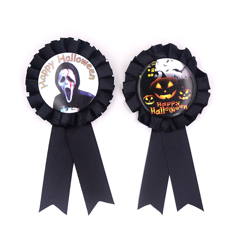 Halloween Ribbon Flower Rosette Huy hiệu