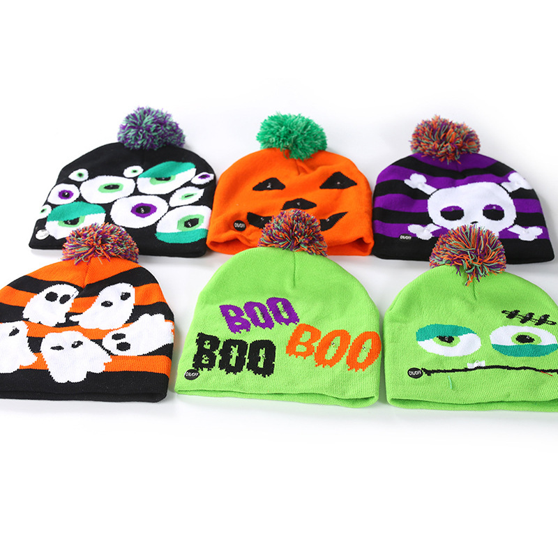 Mũ dệt kim sọc halloween