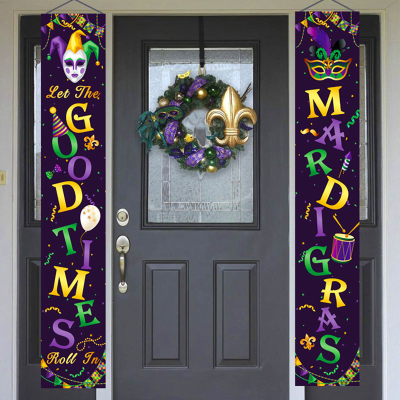 Mardi gras cửa biểu ngữ hiên nhà trang trí