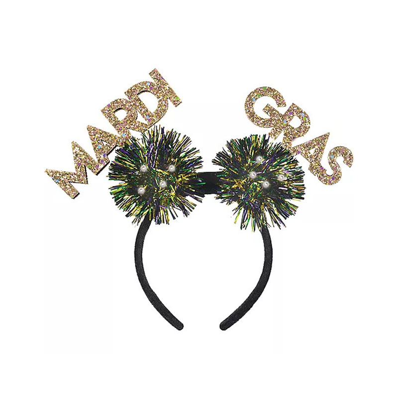 Mardi gras Words Glitter Band