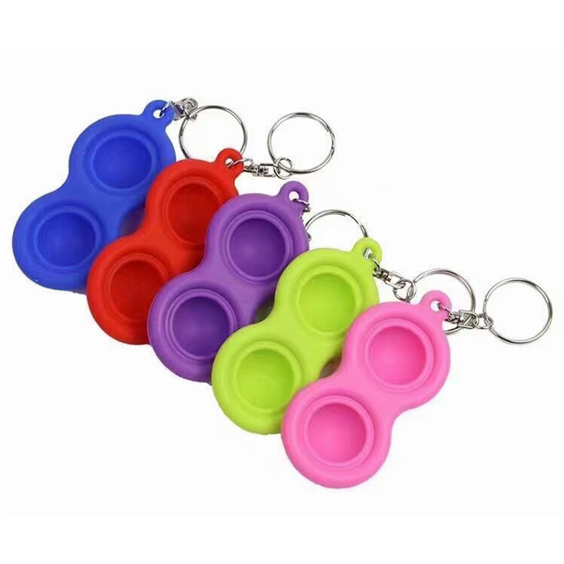 Mini silicone đơn giản lúm đồng tiền móc khóa đồ chơi thần tài đẩy bong bóng pop đồ chơi thần tài