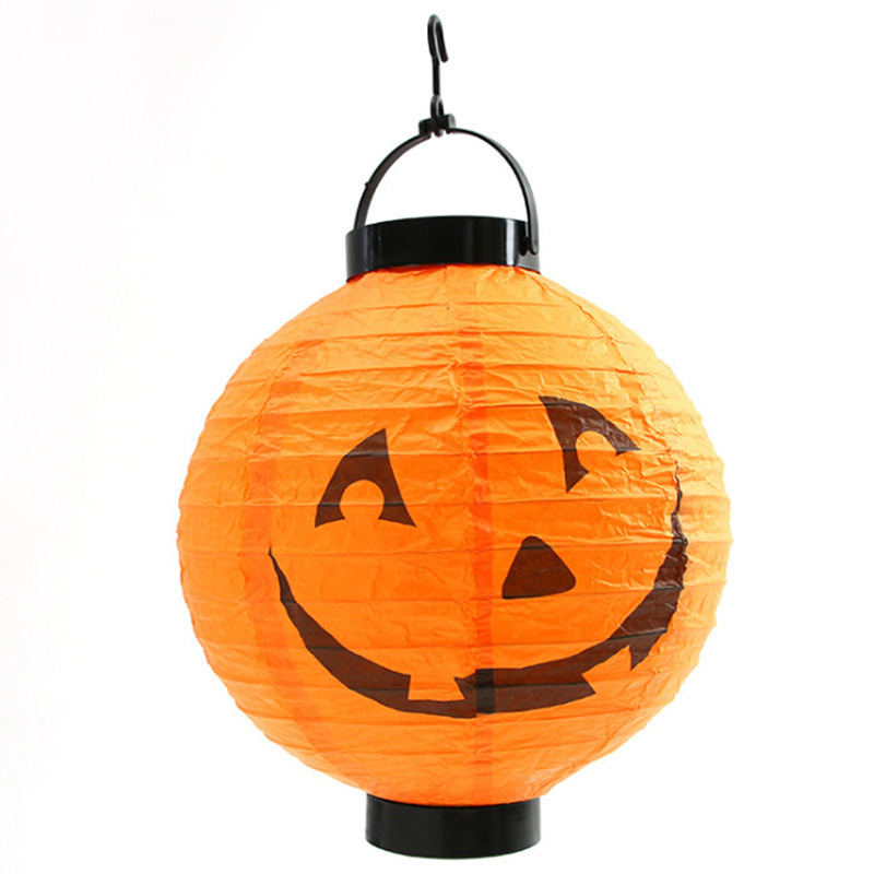 Đèn lồng giấy bí ngô có đèn Led để trang trí Halloween