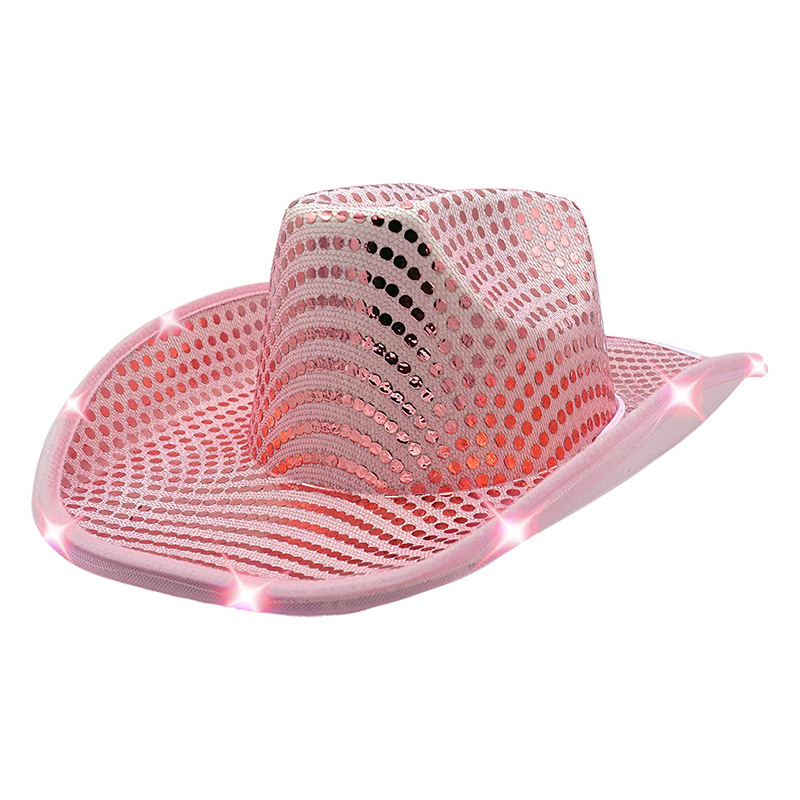 Mũ cao bồi sequin với đèn LED