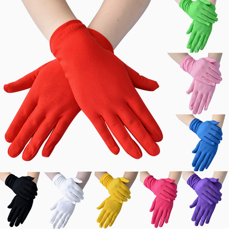 Găng tay nghi thức áo choàng ngắn satin ngắn